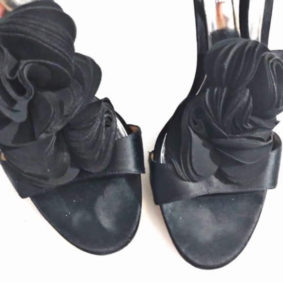 Badgley Mischka Randee Ruffle Flower strappy heels - Picture 7 of 11